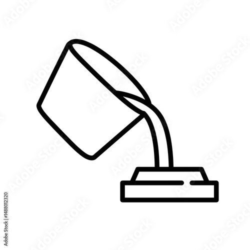 Molten metal pouring from ladle in metallurgy industry icon