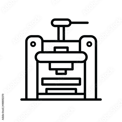 Stamping press icon in minimalist style representing metallurgy industry  