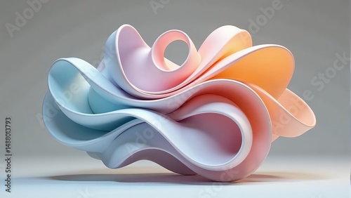 Abstract 3D Pastel Flowing Shape