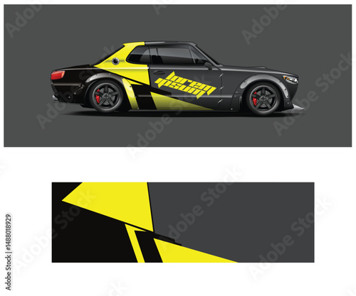 Black and Yellow Custom Race Car Design with Template