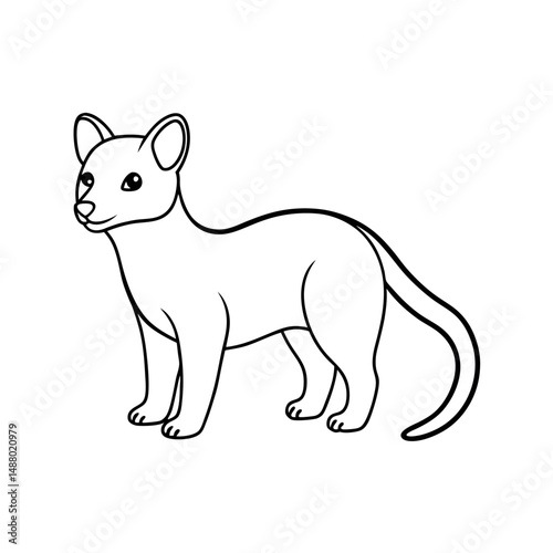 Cute Baby Fossa Line Art Design