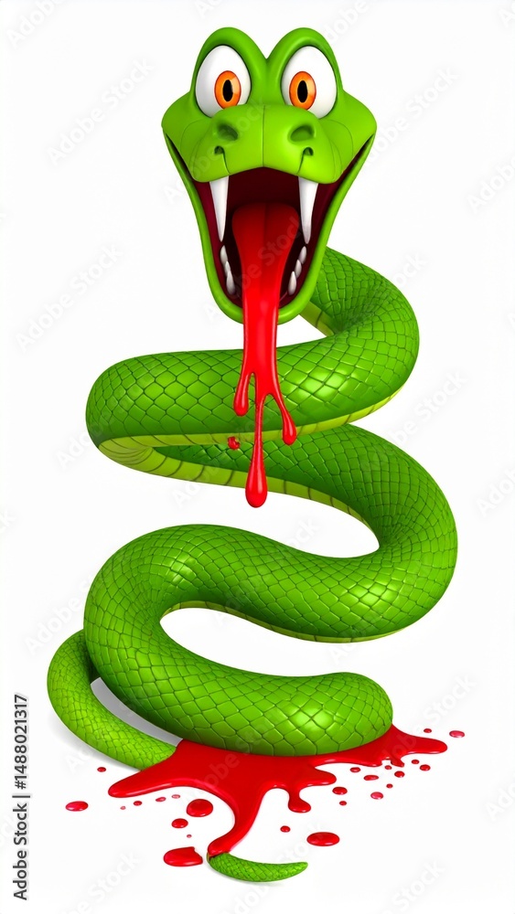 Fototapeta premium Green snake cartoon background 
