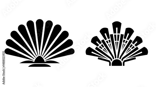 Stylized Shell Silhouettes. PNG.