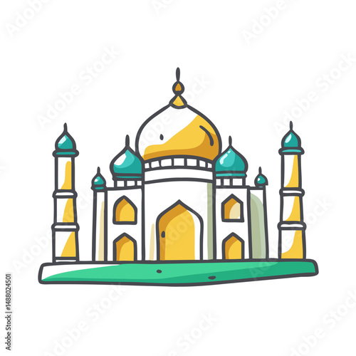taj mahal icon, taj mahal vector illustration-simple illustration of taj mahal, perfect for taj mahal logos and icons