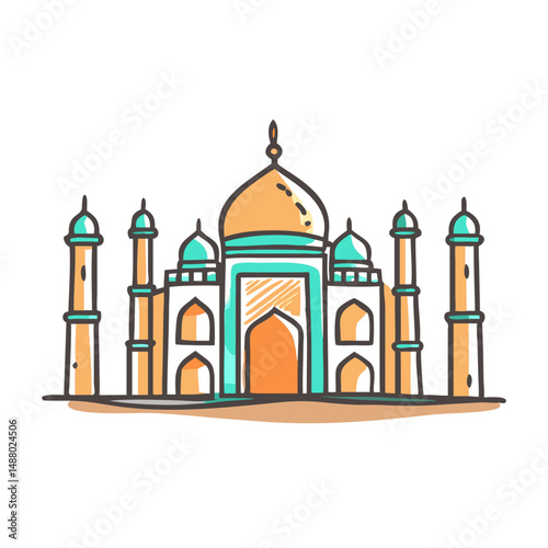 taj mahal icon, taj mahal vector illustration-simple illustration of taj mahal, perfect for taj mahal logos and icons