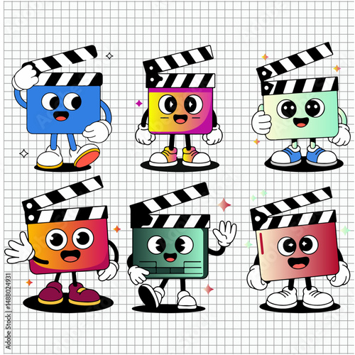 Illustration of a movie clapper board mascot