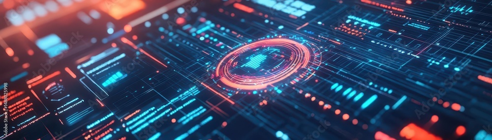 Fototapeta premium Futuristic Abstract Background Featuring Circular Shape with Vibrant Colors and Smooth Gradients Creating a Dynamic and Engaging Visual Experience