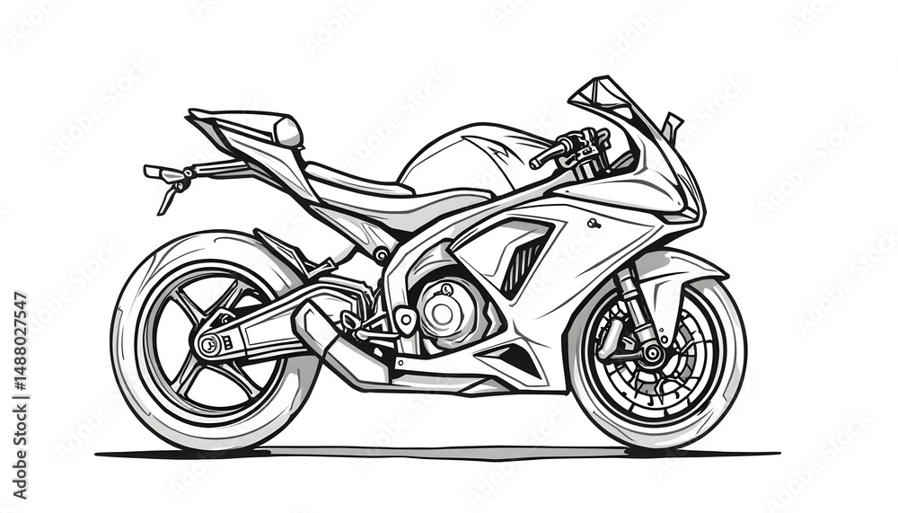 Fototapeta premium Motorcycle Drawing Illustration