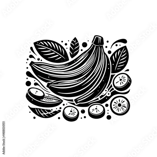 banana fruit icon vector on white isolated background