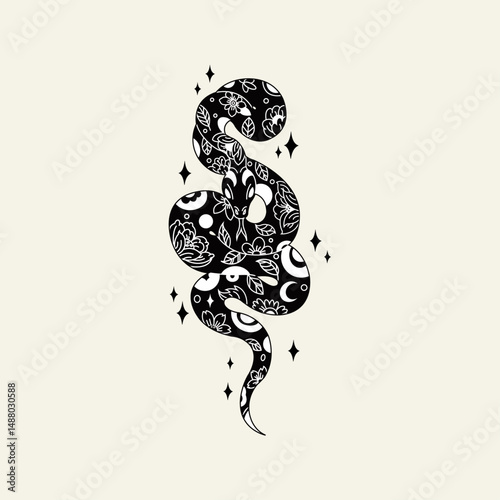 tattoo snakes icons flat classical sketch