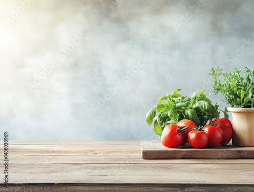 Vibrant Fresh Vegetables Arranged Artfully on a Rustic Wooden Cutting Board Showcasing Natural Colors and Textures in a Cozy Kitchen Setting