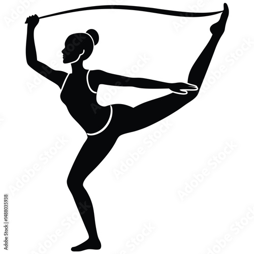 Graceful Rhythmic Gymnastics Silhouette Athlete's Elegance and Strength