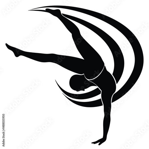 Dynamic Silhouette of a Gymnast Performing a Handstand