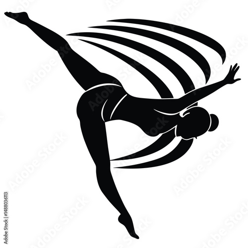 Dynamic Silhouette of a Female Gymnast in Motion