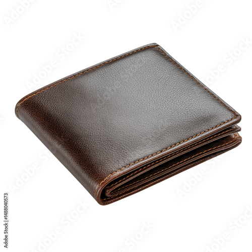 Empty dark leather wallet cut out isolated on transparent or white background. A high resolution PNG image of Empty dark leather wallet cut out. photo