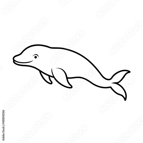 Adorable Beluga Whale Line Drawing Vector