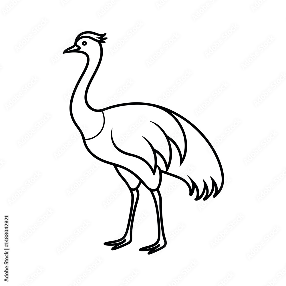 Cute Cassowary Outline Drawing Vector Art Cute Cassowary Outline Drawing Vector Art