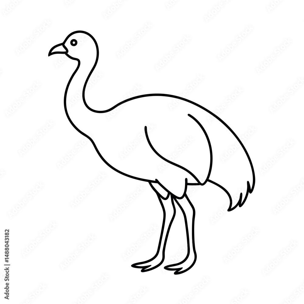 Cassowary Side View Line Art Vector Drawing Cassowary Side View Line Art Vector Drawing