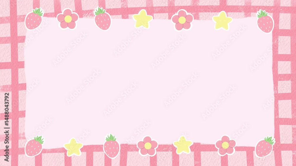 Cute Pink Illustrative Animated Frame Background