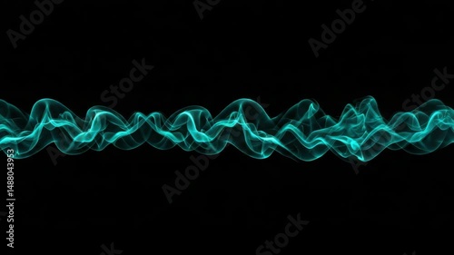 Teal swirling smoke wisps creating an elegant and fluid abstract pattern on a black background. Perfect for digital art, mystery, and atmospheric designs. photo