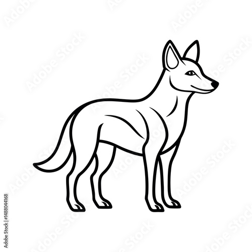 Standing Baby Dingo Line Drawing Art Vector