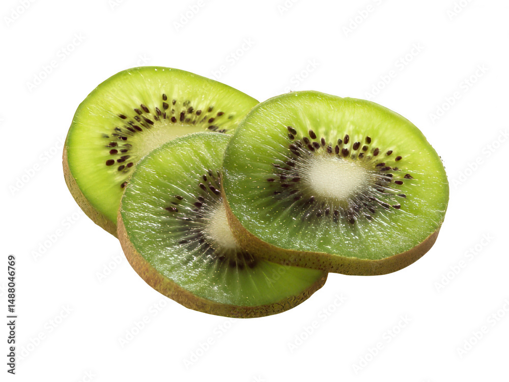 Fototapeta premium Close-Up of Sliced Kiwi Fruit Isolated on White Background Transparent Background