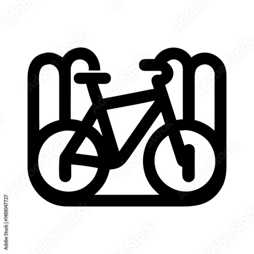 Bicycle icon in minimalist black and white style, transportation symbol
