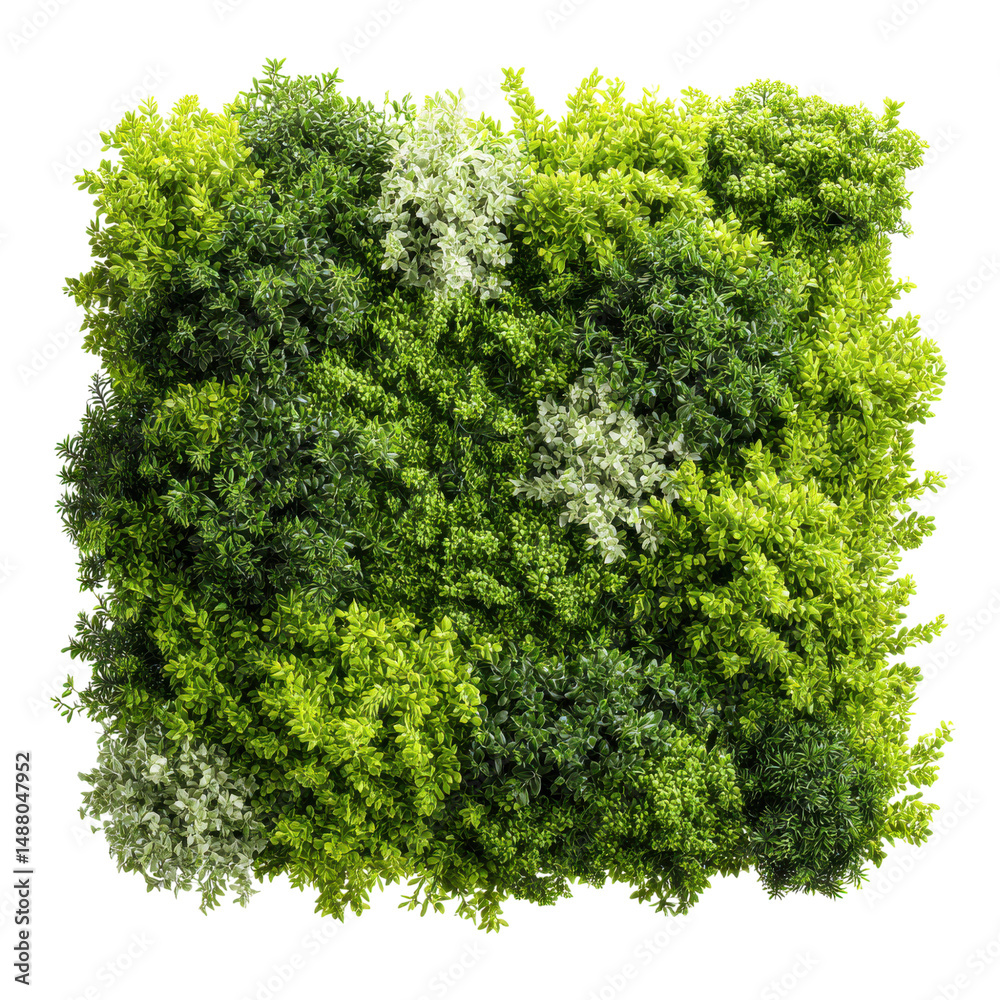 Obraz premium Green plant wall panno, cut out isolated on transparent or white background. A high resolution PNG image of Green plant wall panno, cut out.