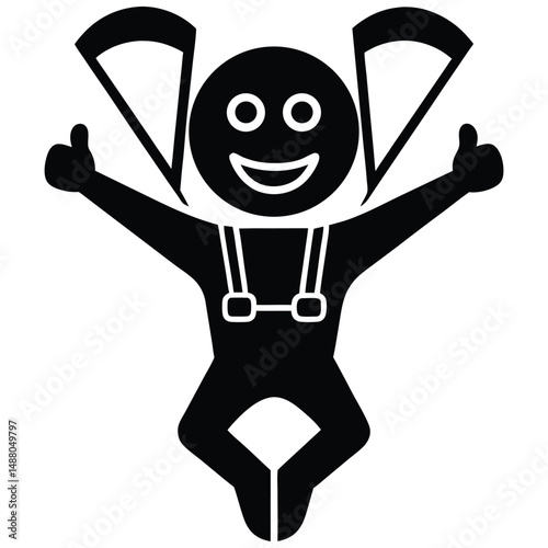 Happy Skydiver Icon Thrilling Adventure Illustration