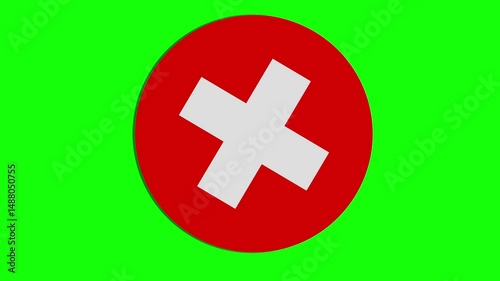 Red wrong cross button animation green screen