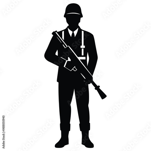 Silhouette of a Soldier Military Personnel, Armed Forces, Duty, Security, Protection