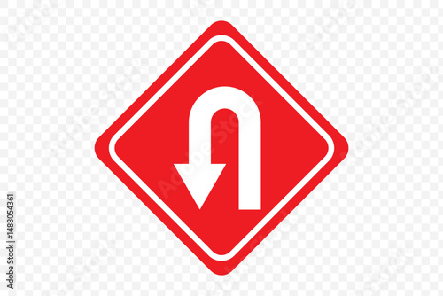U-turn sign design for templates on Transparent Background. EPS 10.