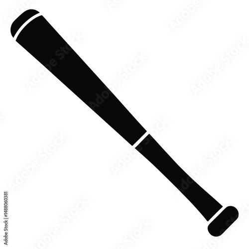 Classic Baseball Bat Silhouette  Vector Illustration of a Wooden Bat