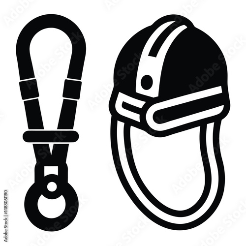 Essential Rock Climbing Safety Gear Carabiner and Helmet Icons