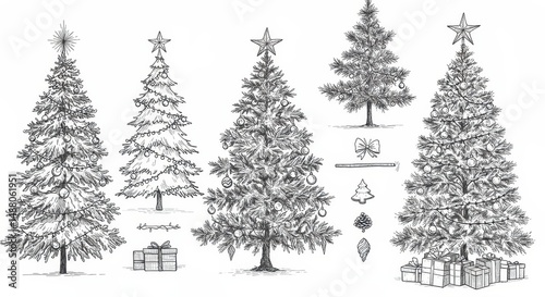 Christmas Tree Sketch Collection: Festive Holiday Elements