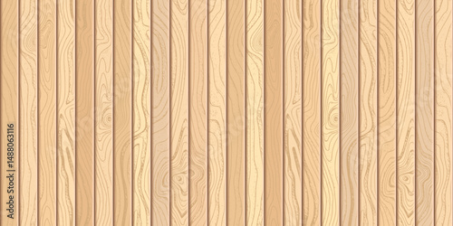 Wood plank wall, vertical slats, wood texture seamless pattern, different tones, vector design