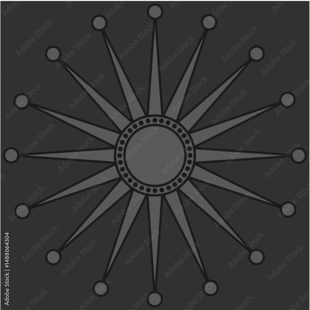 Obraz premium antique sun illustration; vintage solar depiction