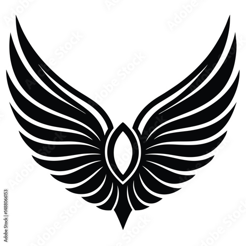 Majestic Black Wings Abstract Winged Emblem Design