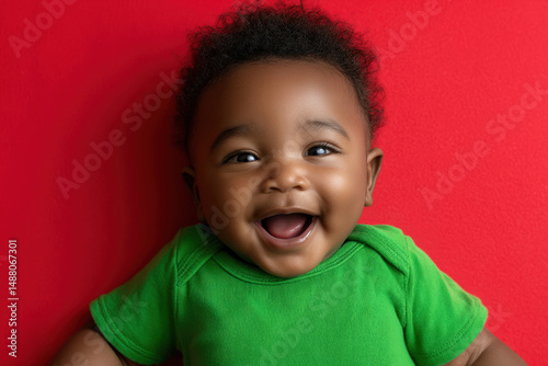Adorable baby smiling widel...