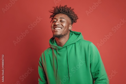 Smiling young man in a gree...