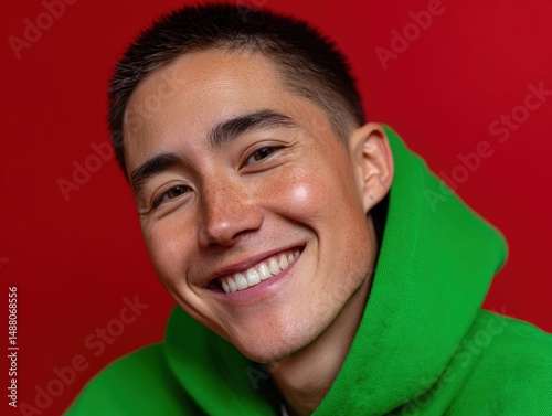 Smiling individual in a vib...