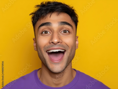 Joyful person with open mou...