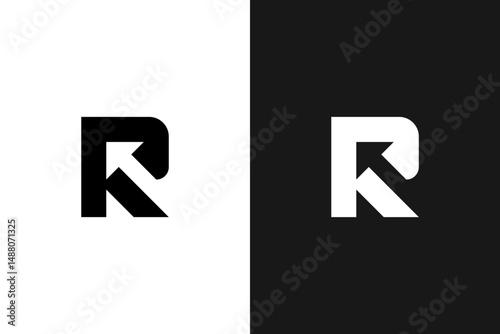 Letter R and arrow logo