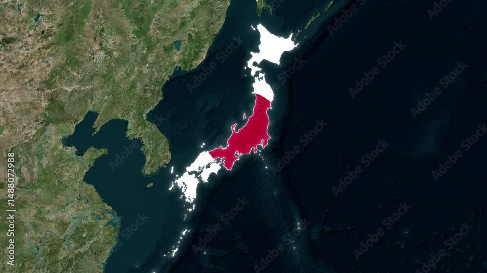 Japan Map with flag animation, geography of Japan