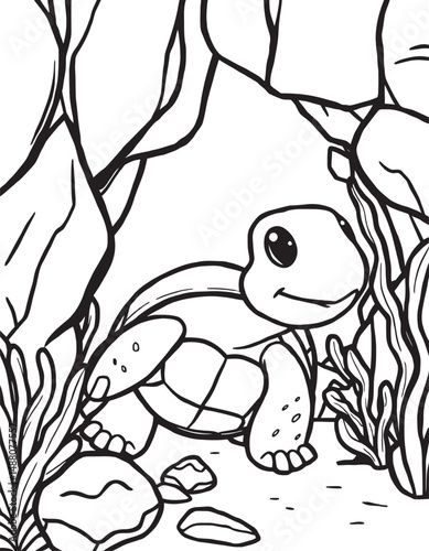 Turtle Outline Under the Sea Art Coloring Pages