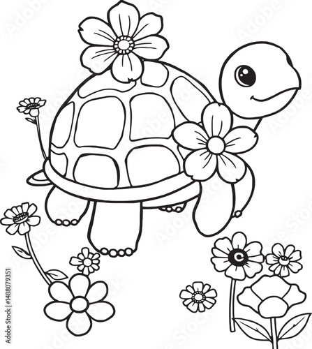 Turtle Outline Under the Sea Art Coloring Pages
