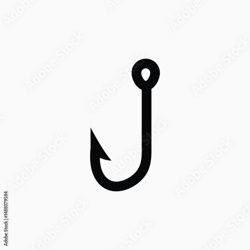 Fishing hook icon, hook logo fully editable vector template