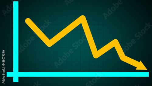 Business graph down trend. Loss graph direction. Down business graph icon