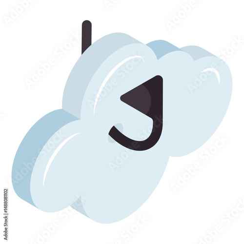 A isometric design icon of cloud phishing 