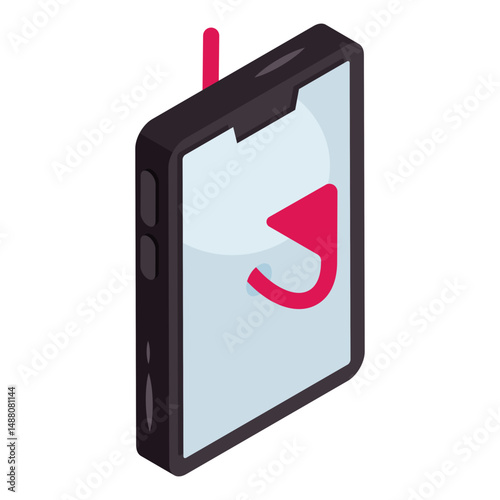 A isometric design icon of mobile phishing 